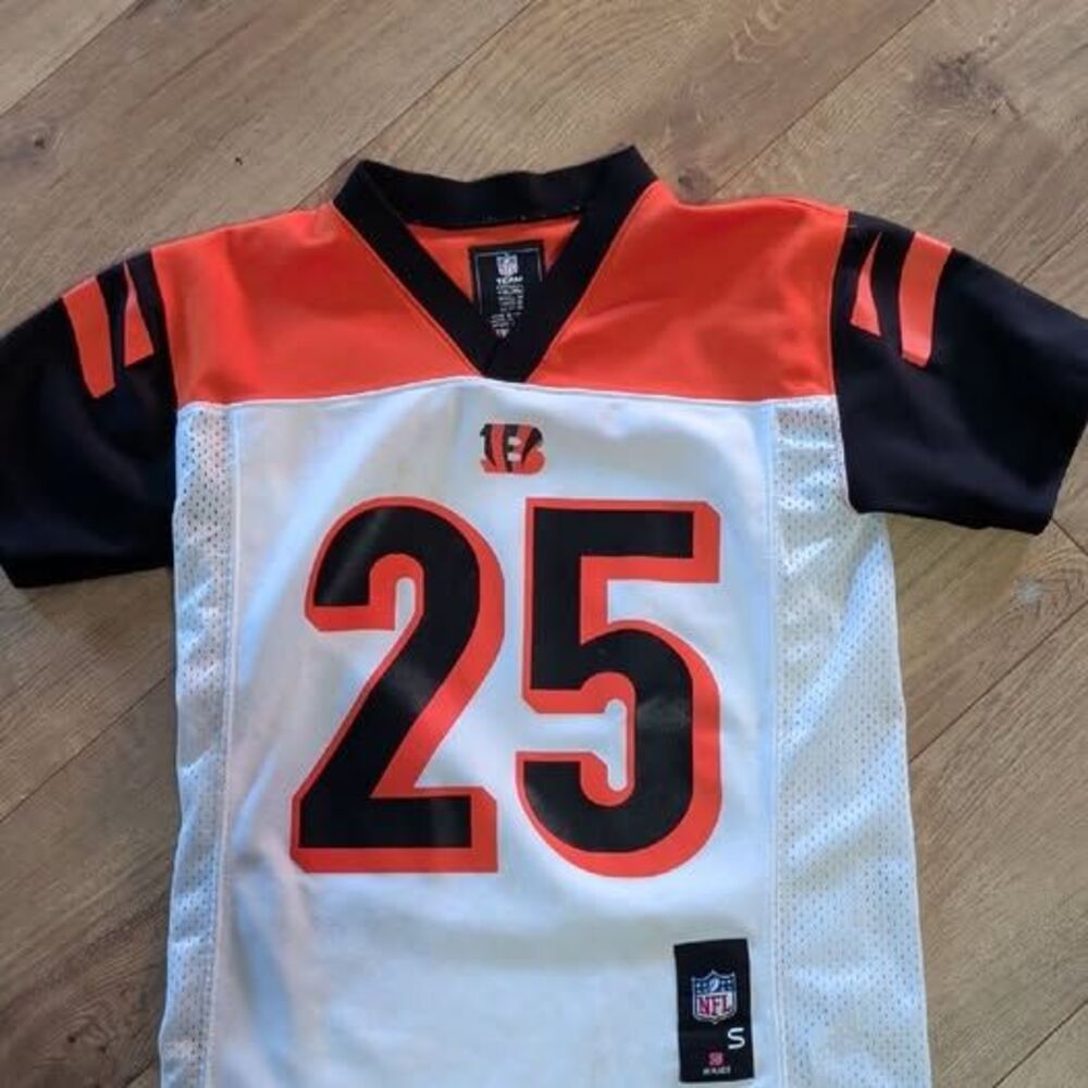 NFL Cincinnati Bengals Youth #25 Jersey in White, Orange & Black, Youth Small 8